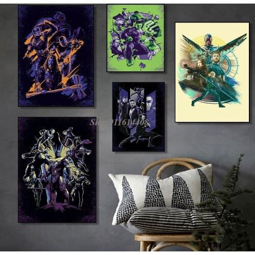 Marvel Movie Avengers Nordic Posters Prints Superheroes Anime Wall Art Canvas Painting Wall Pictures for Living Room Home Decor