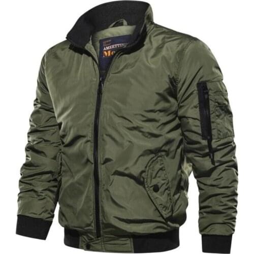 Casual Solid Color Flying Mens Jacket Men Clothing High Collar Jacket Winter Jacket