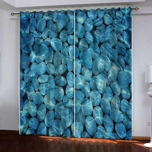 Custom Luxury Curtain For Bedroom Kitchen Curtains Living Room HD underwater stones photo Window Curtains 3d