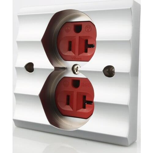 Viborg VM02G Pure Red Copper Gold or Rhodium Plated US AC Power Receptacle Wall Outlet Copper Socket 20A 125V AC