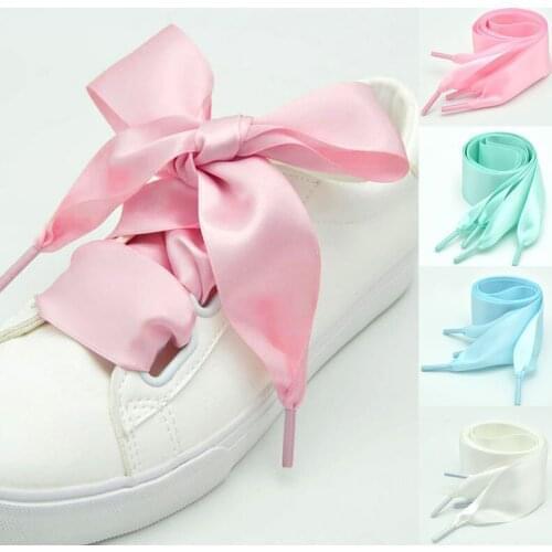 150cm Silk Satin Shoelaces 4cm Width Flat Ribbon Shoe laces Boots Women Sneakers Shoelace Sneaker Sport Shoes Lace Shoe Strings