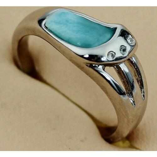 SHUNXUNZE Larimar fashion Bohemia Engagement Wedding rings jewelery for women christmas gifts Rhodium plated R3510 size 6 7 8 9