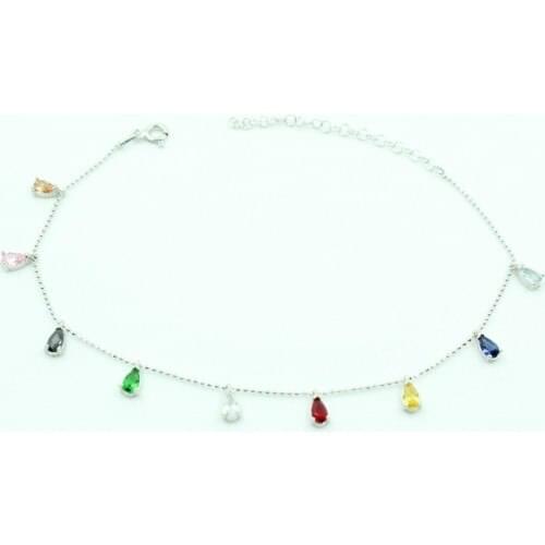 Mixed Color Cubic Zirconia Anklet Silver Lady The Anklets Model Women 'S Anklets Thl-16