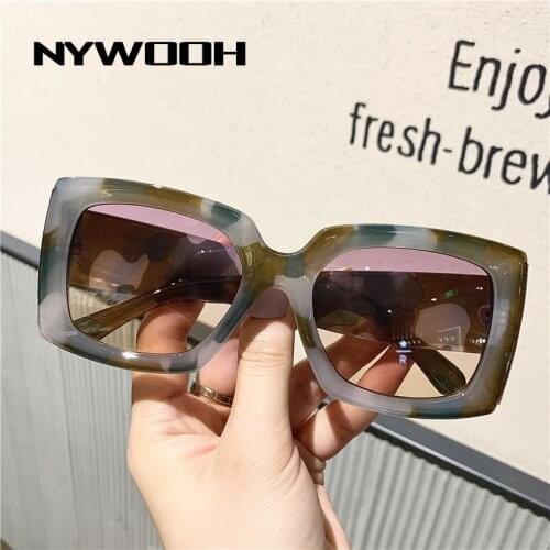 NYWOOH Oversized Gradient Sunglasses Women Men Vintage Square Sun Glasses Fashion Camouflage Wide Legs Design Eyeglasses UV400