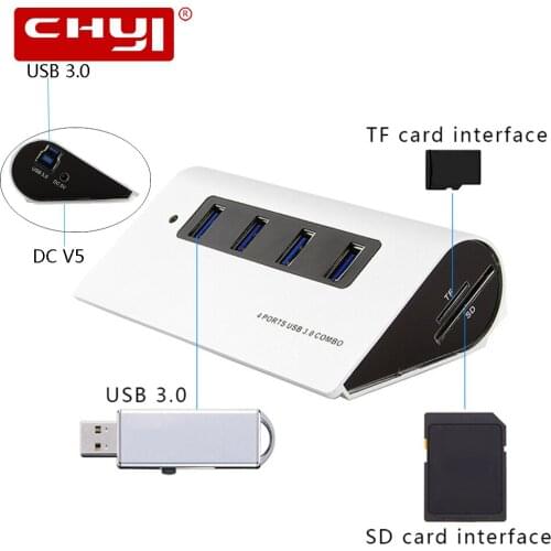 USB Hub 3.0 Aluminum Alloy USB Splitter With SD/TF Card Read 4 Ports USB Hub Adapter With Date Cable For Computer PC Accessories