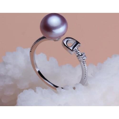 Eternal wedding Women Gift word 925 Sterling silver real [bright pearl] genuine natural freshwater pearl rings, rings 925 silver