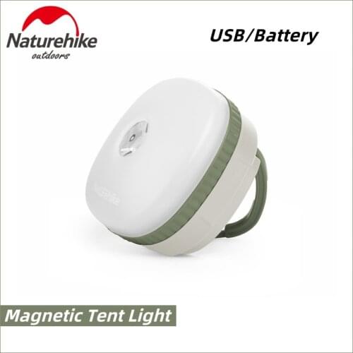 Naturehike Outdoor Magnetic Tent Lamp Camping Light LED USB Rechargeable/Battery Ultralight Outdoor Camping Tent Light Bright