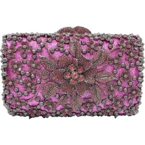 XIYUAN Women purple Crystal diamond Evening bags Purses and Clutches Formal Dinner Party Prom clutch bag Ladies Handbags wallet