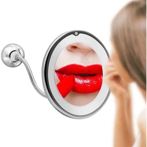 10 Times Magnifying Mirror With LED Light Suction Cup Makeup Mirror 360 Degree Rotating Folding Mirror Wallmounted Makeup Mirror