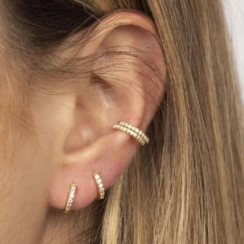 925 sterling silver Hoop earrings for women 14k Tiny small gold hoops Huggie cz Dainty earrings Minimalist jewelry 2020 new
