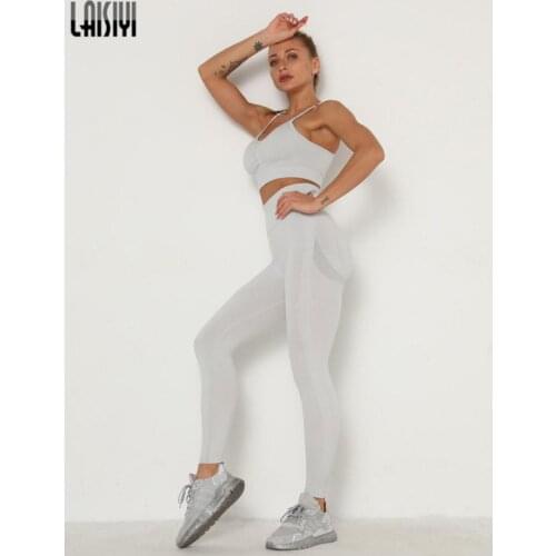 Women Seamless Gym set Fitness Sports Suits GYM Cloth Long Sleeve Shirts High Waist Running Sexy Booty Leggings Workout Pants