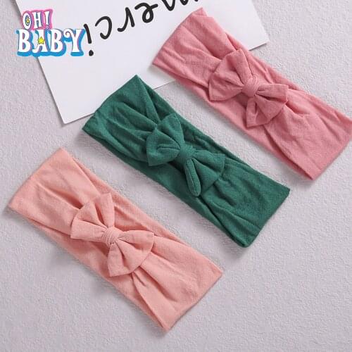 1pcs Little Bow Headband for Baby Girls Solid Color Nylon Hairband Elastic Toddler Headwear Newborn Hair Accessories 35 Colors