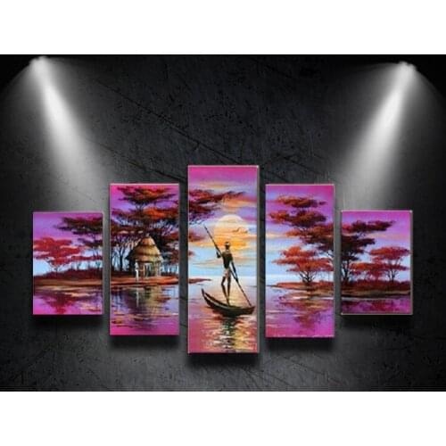 100%Hand-painted Modern Oil Painting On Canvas African Drum Dance Scenery On Wall For Living Room Abstract Home Decoration