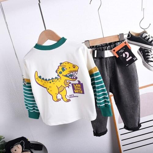 2021 New Toddler Kids Baby Boy Cartoon Dinosaur T Shirt+Pants 2pcs Outfits Boys Clothes Set Fahion Childrens Suit High Quality