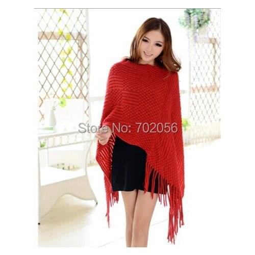 2016 knit ponchos Leisure Cardigan Knitting Coat lady Batwing Cape Poncho shawl wraps Cardigan Sweater #3611
