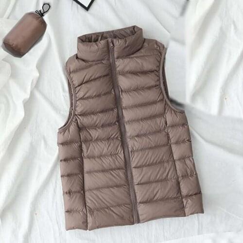 2021 winter women 90% white duck down vest waistcoat soft warm thin Ultra Light waistcoat jacket female Portable vest coat