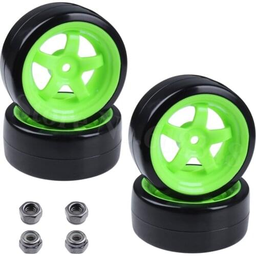 4pcs Hard Plastic RC 1/10 Drift Car Tires and Wheels Rims 12mm Hex for Tamiya Sakura HPI HSP Redcat RC Hobby Models