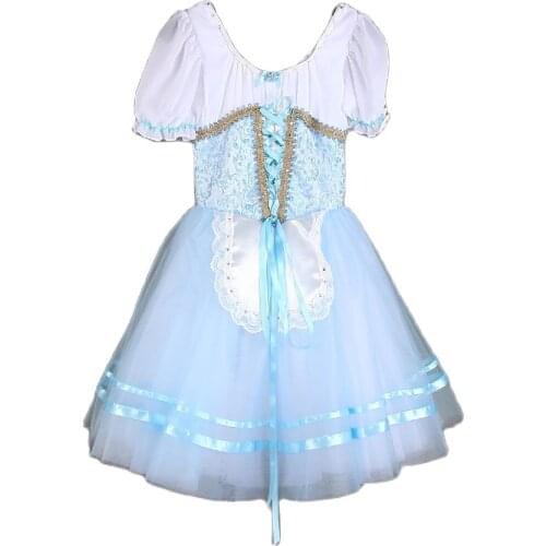 Short Chiffon Sleeves Professional Ballet Dance Tutu Leotard Dress with Small Apron in the Front Ballerina Costumes B20024
