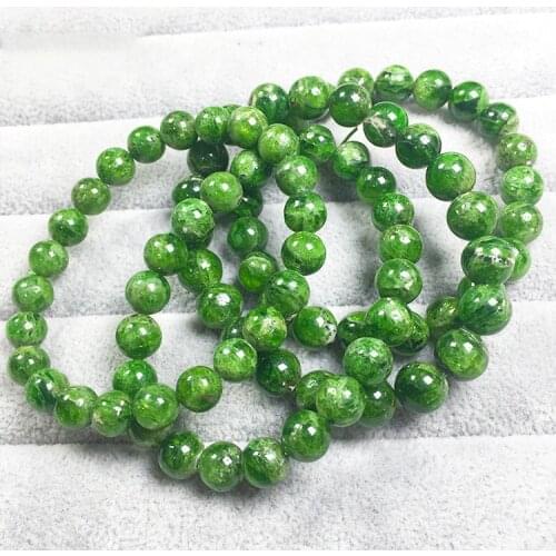 Freeshipping (1 bracelet) A+ natural 7-10mm green chrome diopside smooth round loose strand beads stone for jewelry wholesale