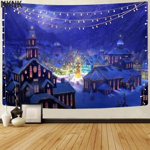 NKNK Brand Christmas Tapestry Houses Wall Tapestry Festival 3D Print Landscape Home Tapestrys Wall Hanging Mandala High Quality