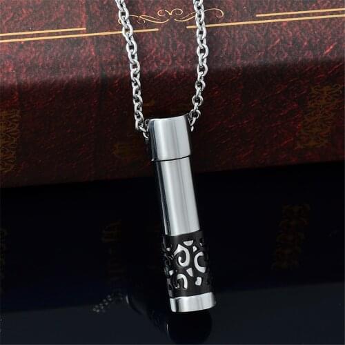 CMJ2451 Cylinder Small Ash Lockets Hollow Out Cremation Urn Pendant Necklace for Ashes Stainless Steel Jewelry