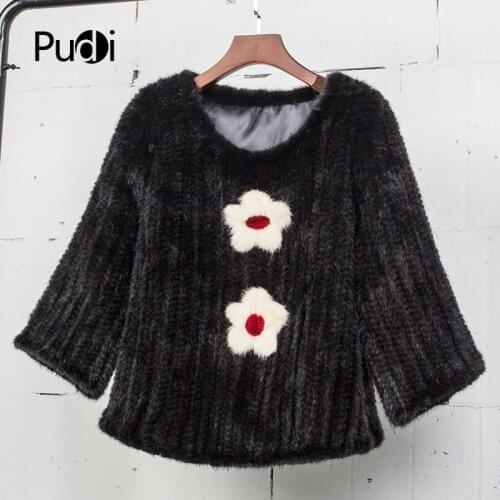 CT7035 The new womens real fur fashionable fur coat is a real mink knitted fur womens coat