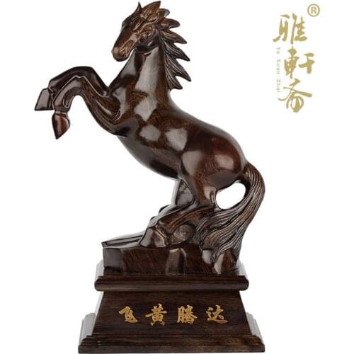 T wooden horse rosewood carving handicraft feng shui ornaments 12 zodiac business gifts immediately