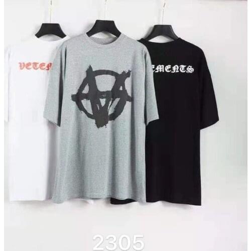 Vetements Short-sleeved Female Couple Loose Street Hip-hop Trend T-shirt Mens Cotton Round Neck Letter Print 07