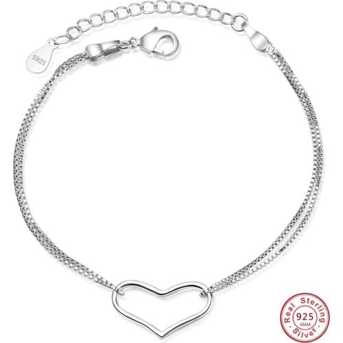 Hot Sale Silver Color Endless Love Infinity Bracelet Clear CZ with Hollow-out Heart Bracelets for Women Fashion Jewelry