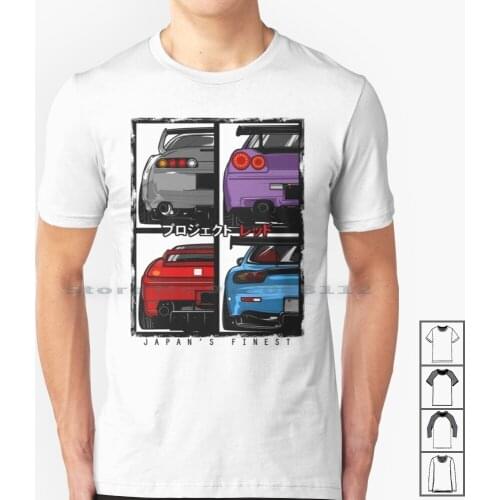 Japans Finest | | R34 | Nsx | Fd3s Rx7 T Shirt 100% Cotton Jdm Stance Skyline Nsx Rx7 Automotive Cars Projectred Fitted Flush