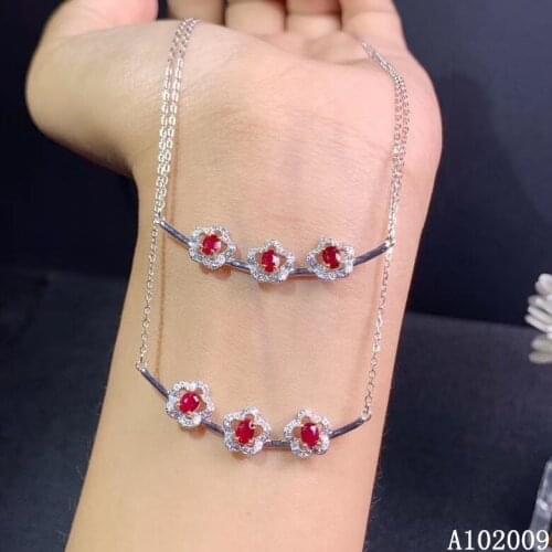 KJJEAXCMY fine jewelry 925 Sterling Silver inlaid natural ruby lovely girl new Pendant Necklace support test