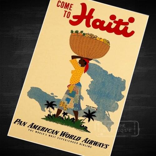 Come to Haiti Landscape Trave Art Classic Vintage Retro Decorative Frame Poster DIY Wall Canvas Stickers Posters Home Bar Decor