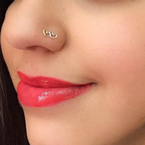 Tiny Mini Heart Studs Nose Ring Original Copper Wire Piercing Nose Ring BOHO Ethnic Style Gold Silver Color Nose Body Jewelry