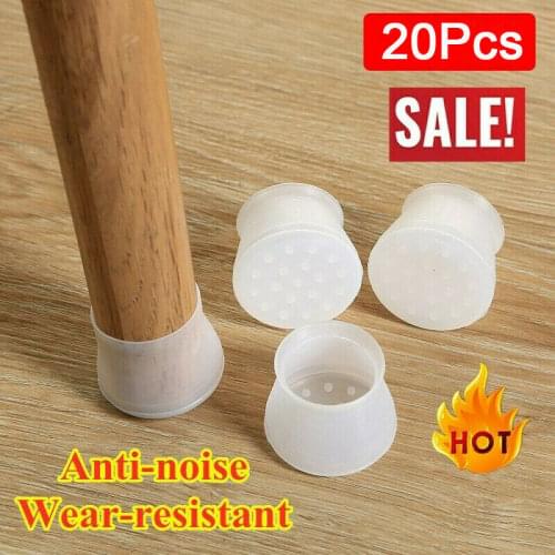 20pcs Silicone Chair Leg Caps Feet Pads Table Cover Anti-slip Floor Protect Mute 28mm- 45mm Round Square Can be used Universal