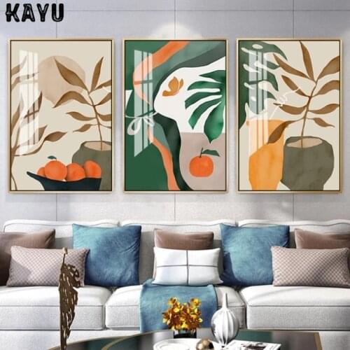 Nordic Ins Restaurant Green Plants Creative Poster Living Room Sofa Background Wall Home Decoration Frameless Printing Paintings