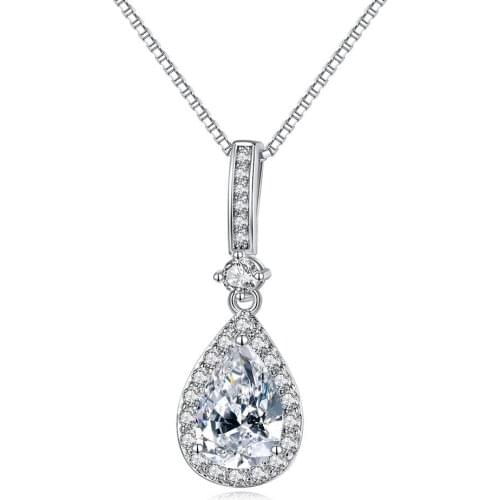 Water Drop Cubic Zirconia Pendant & Necklaces for Women Banquet Accessories Fashion Jewelry Colgantes