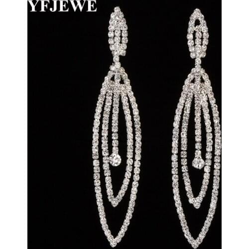 YFJEWE Trendy Style Gold and Silver Color Water-drop Rhinestone Crystal Earrings Elegant Bridal Wedding Accessories Jewelry E461