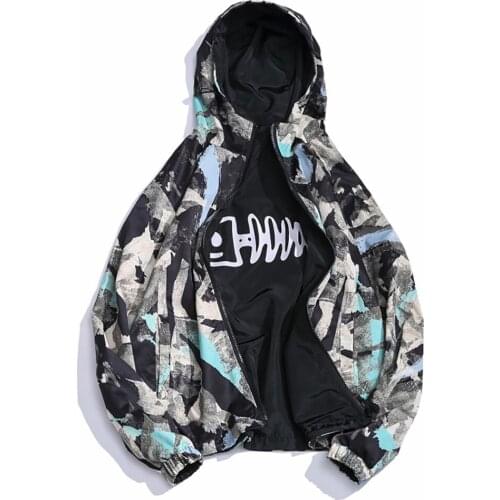 Mens Jacket Two Sides Wear Jacket Windbreaker Jacket Hooded Casual Top Fashion Outdoor Sport Skateboard Boy Apparel Hiking J15