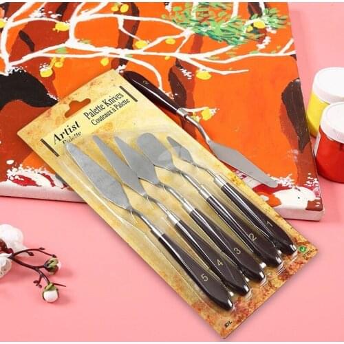 5Pcs/set Stainless Steel Spatula Kit Palette Gouache Supplies for Oil Painting Knife Fine Arts Painting Tool Set Flexible Blades