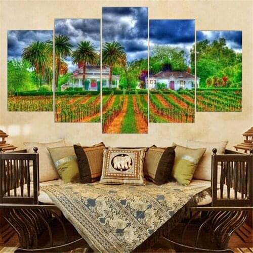 Canvas Wall Art 5 Piece Rural Style Landscape Painting Modern Posters Pictures Home Modular Decor Prints Living Room Decoration
