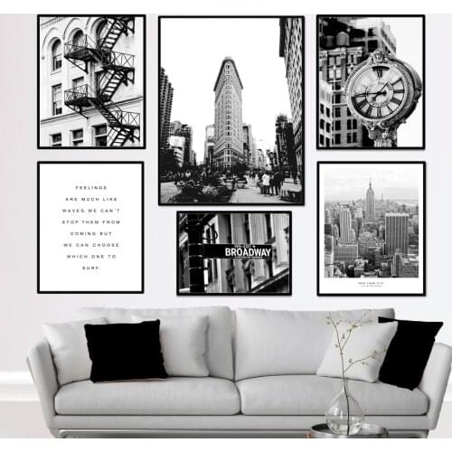 New York City Time Clock Line Body Wall Art Canvas Painting Black White Nordic Posters And Prints Wall Pictures For Living Room
