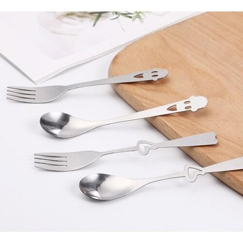 Stainless Steel Tableware Steak Dessert Spoon and Fork Coffee Ice Cream Tool Kitchen Accessory Household Dinnerware for Dessert