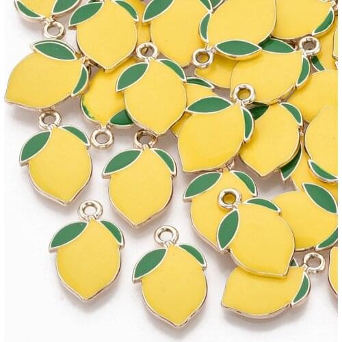 10pcs Alloy Enamel Lemon Pendant Charms for DIY Necklace Earrings Fashion Jewelry Making Supplies Accessories 20.5x13.5x2.5mm