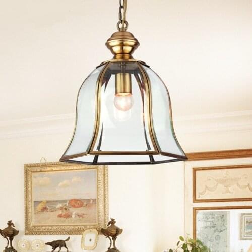 Dench European style all copper single head Pendant Light American style glass copper lamp living room aisle pendant LU623 ZL73