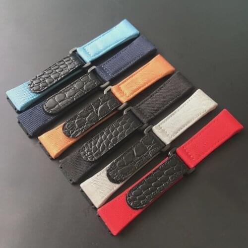 25mm Black Blue Gray Red Men Nylon Canvas Fabric With Leather Watchband For Richard Watch Mille RM50 RM53 Strap band Bracelet