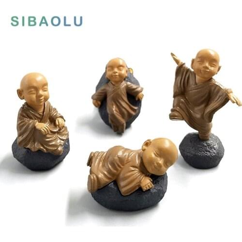 Feng shui resin Buddha statue monks miniature fairy figurines bonsai garden home decoration accessories decor kawaii office toys