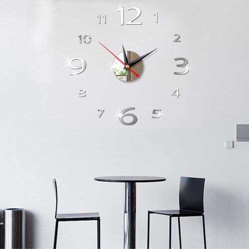 2020 New Luminous Wall Clocks Large Clock watch Horloge 3D DIY Acrylic Mirror Stickers Quartz Duvar Saat Klock Modern mute
