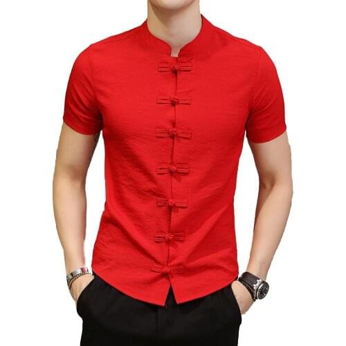 Traditional Chinese Tang Suit Men Plus Size Summer Short Sleeve Kung Fu Uniform