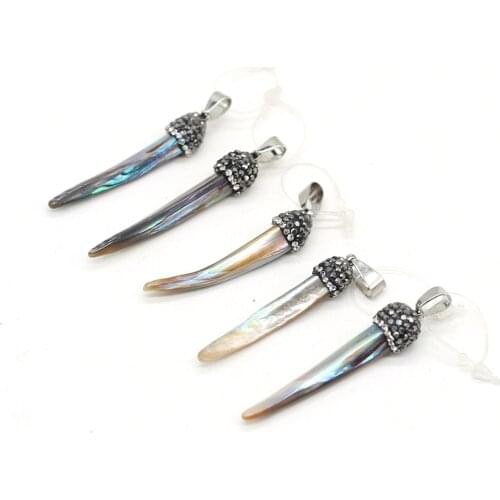 Natural Stone Pendants Wolfs fang Shape Shell Charms for Jewelry Making DIY Tribal Necklace Earrings Gifts