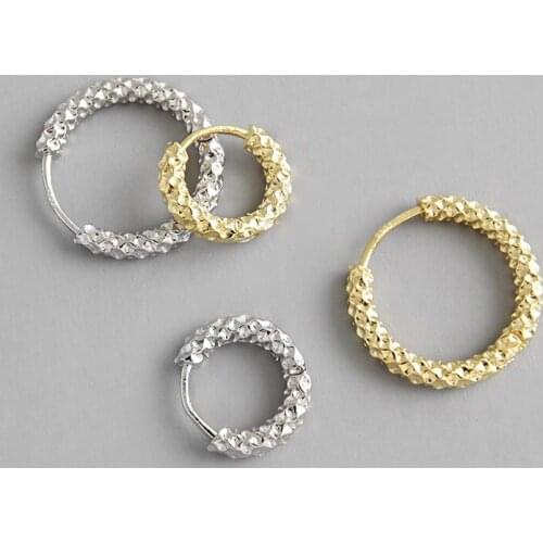 WTLTC Delicate Small Tiny Huggie Earrings for Women 925 Sterling Sliver Round Hoop Earrings Solid Hammered Cicrle Earrings 12mm